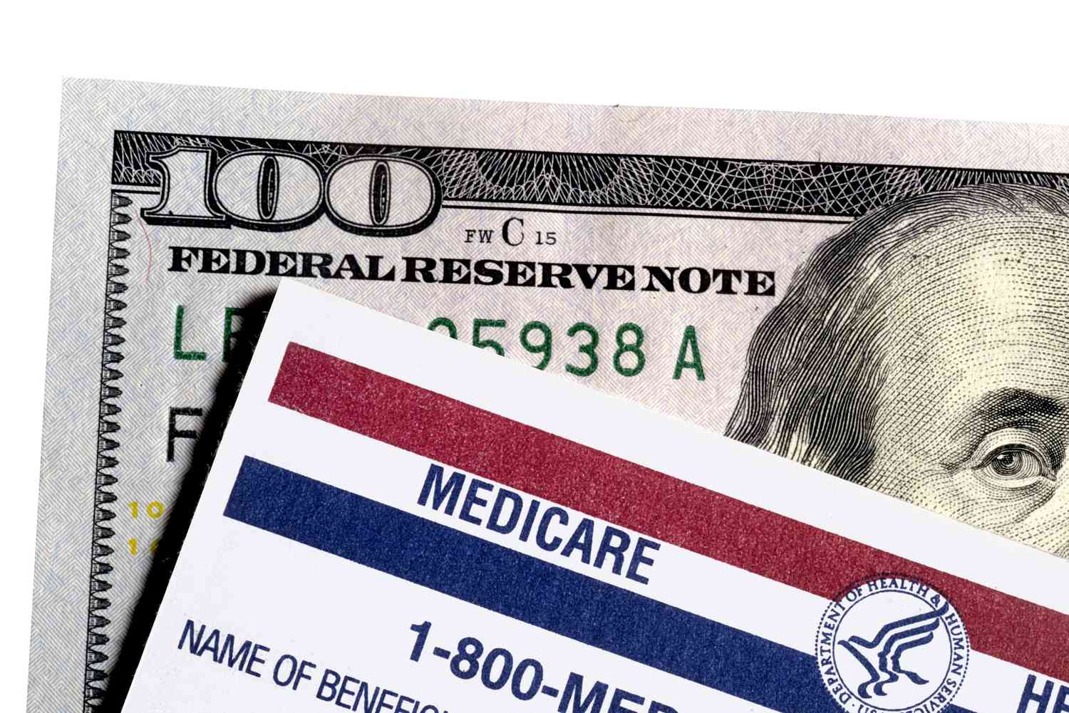 $100 bill and a Medicare card