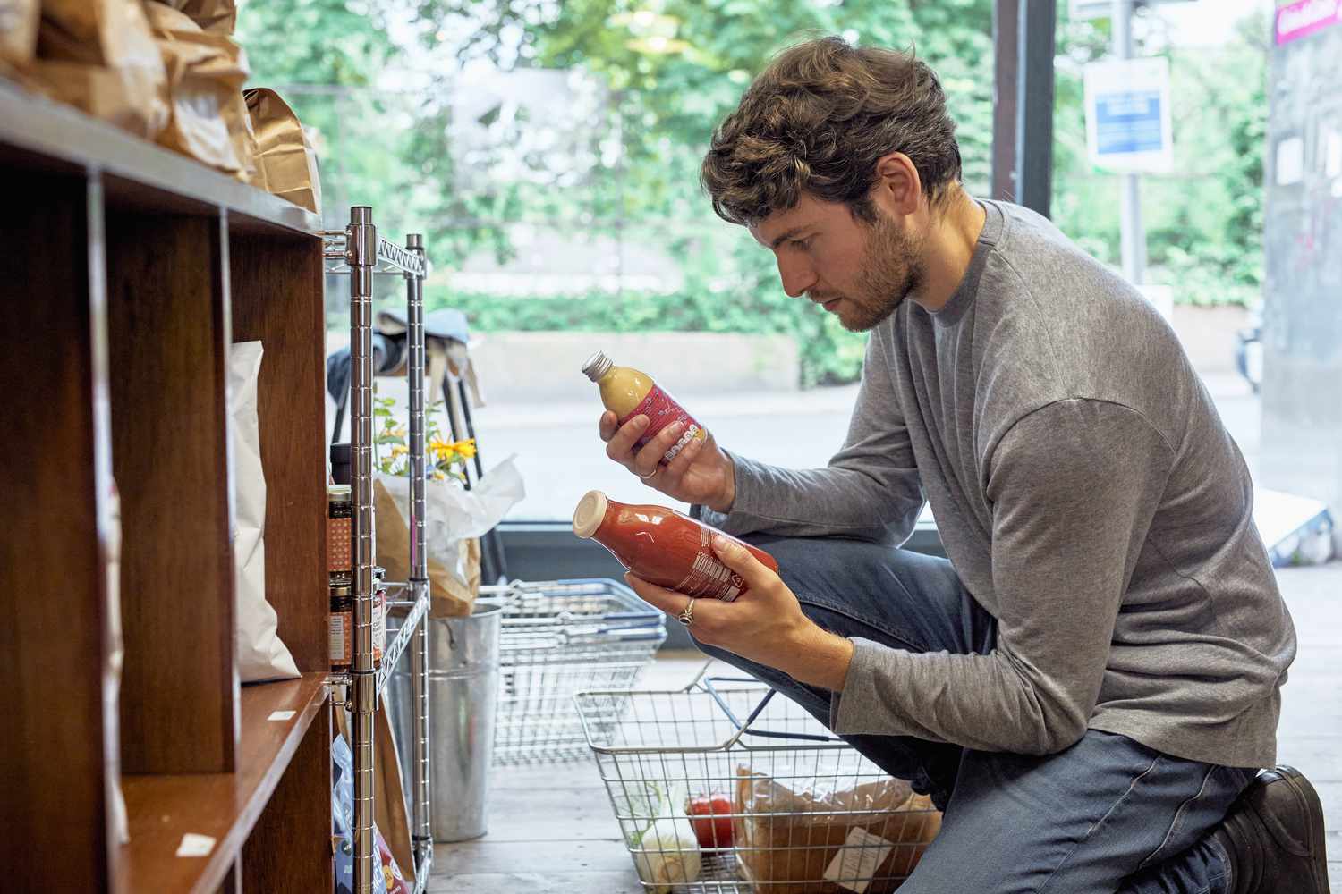 Man shopping in a food store