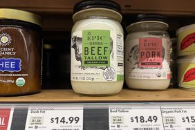 A store displays jars of beef tallow.