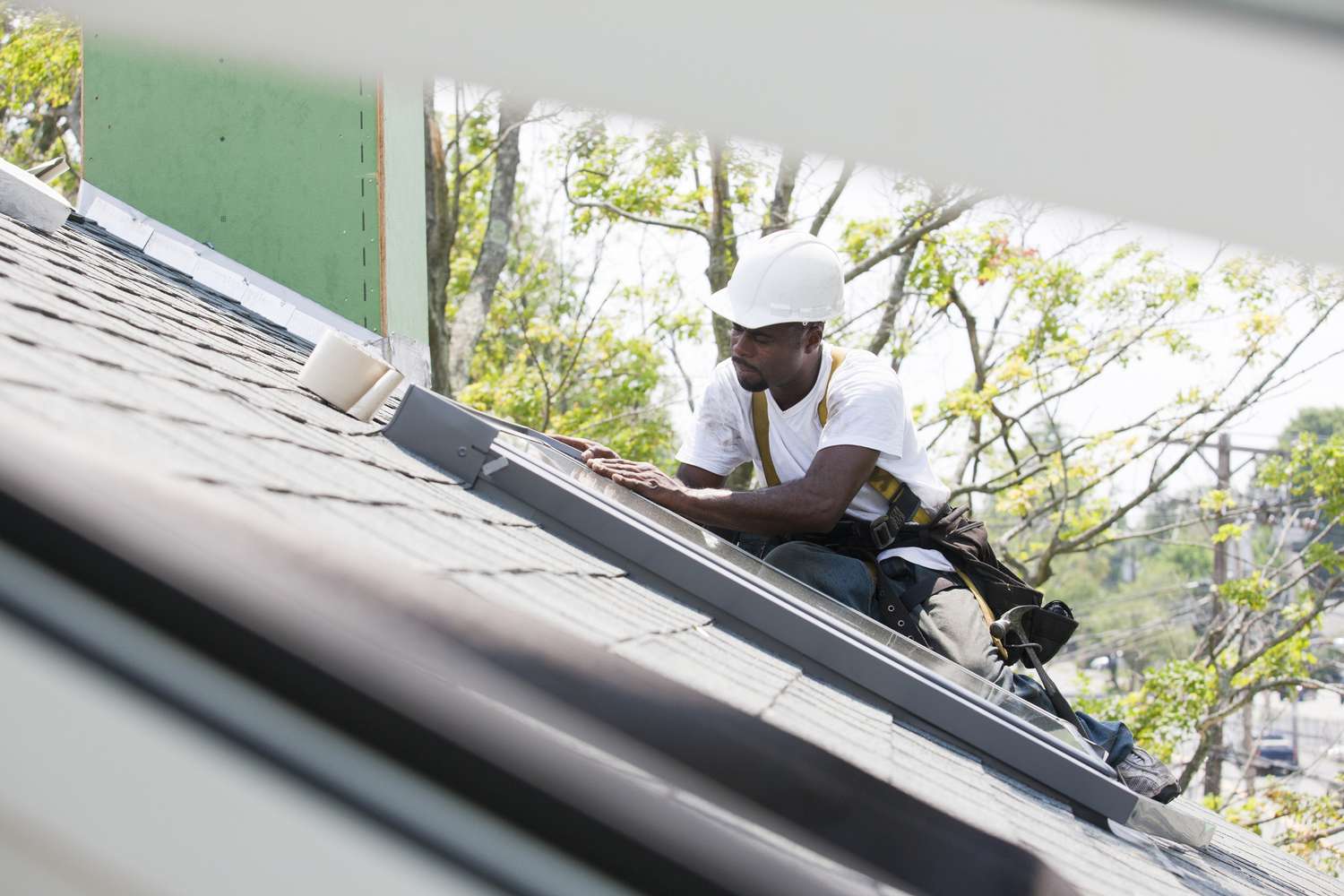 Man working on roof