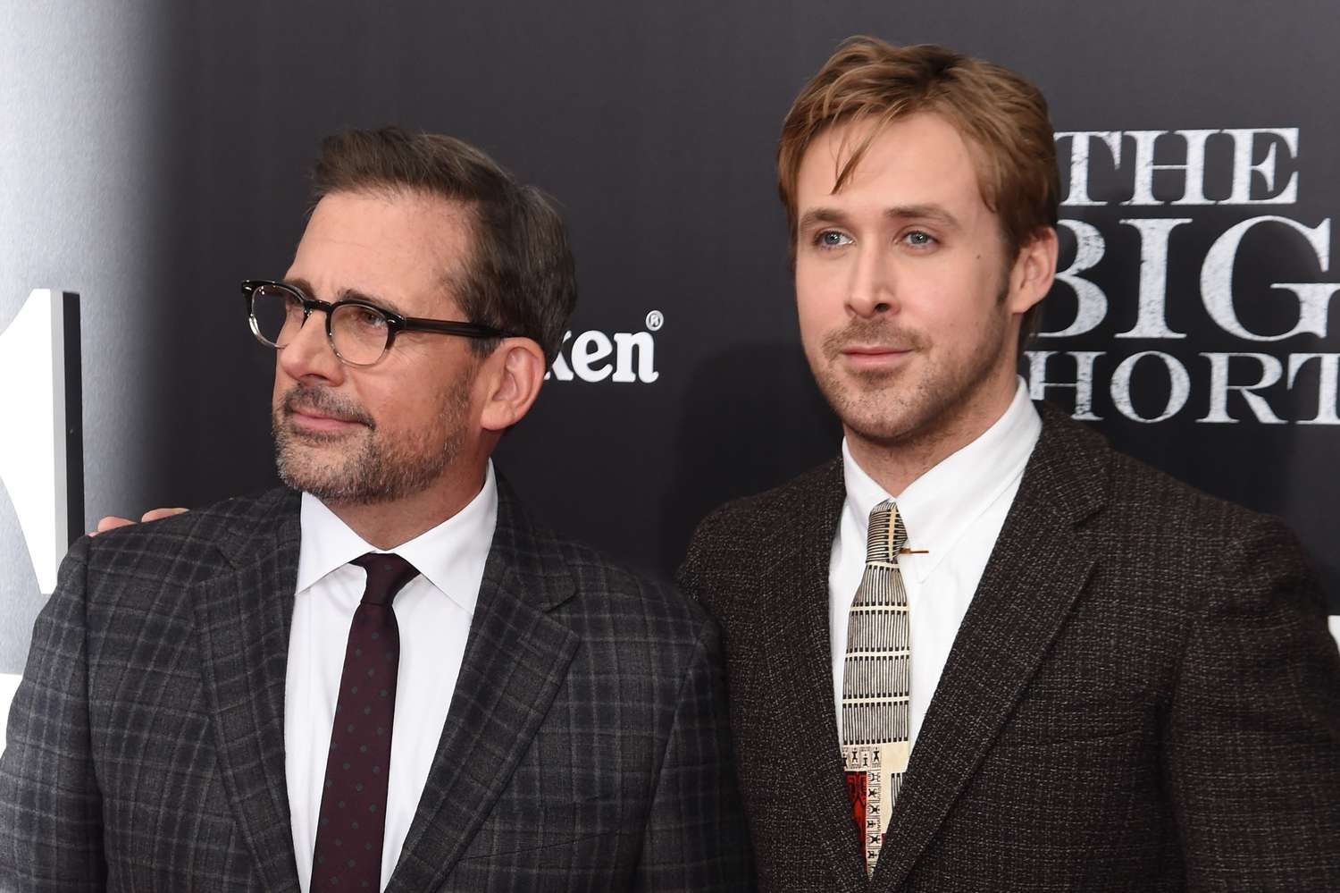 Steve Carrell, left, and Ryan Gosling at the 2015 premiere of "The Big Short" in New York City. 