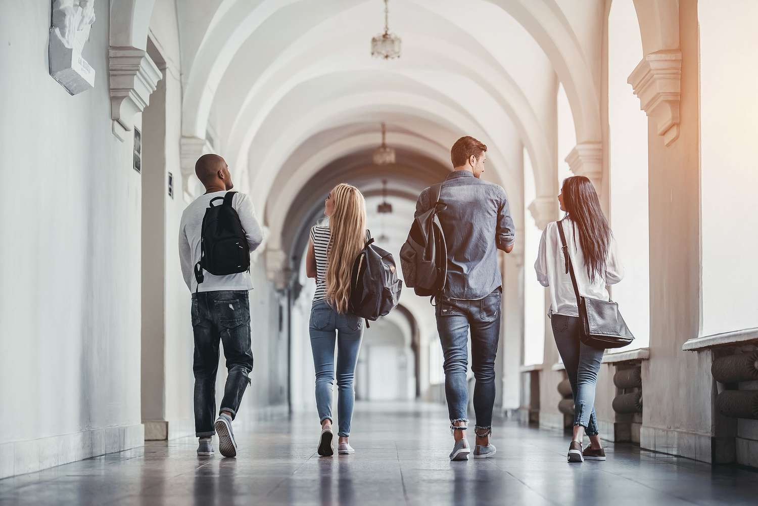 Students walking at a university