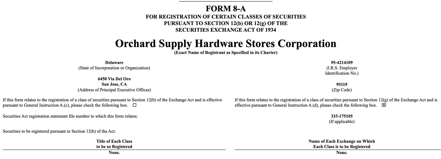 Orchard Supply Hardware Stores Corporation