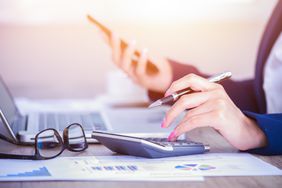 Business woman thinking accountant