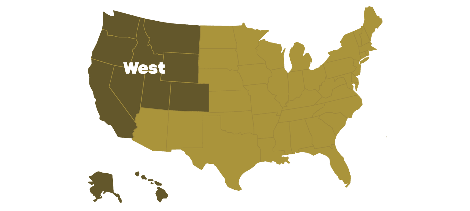 A map of the western region of the United States.