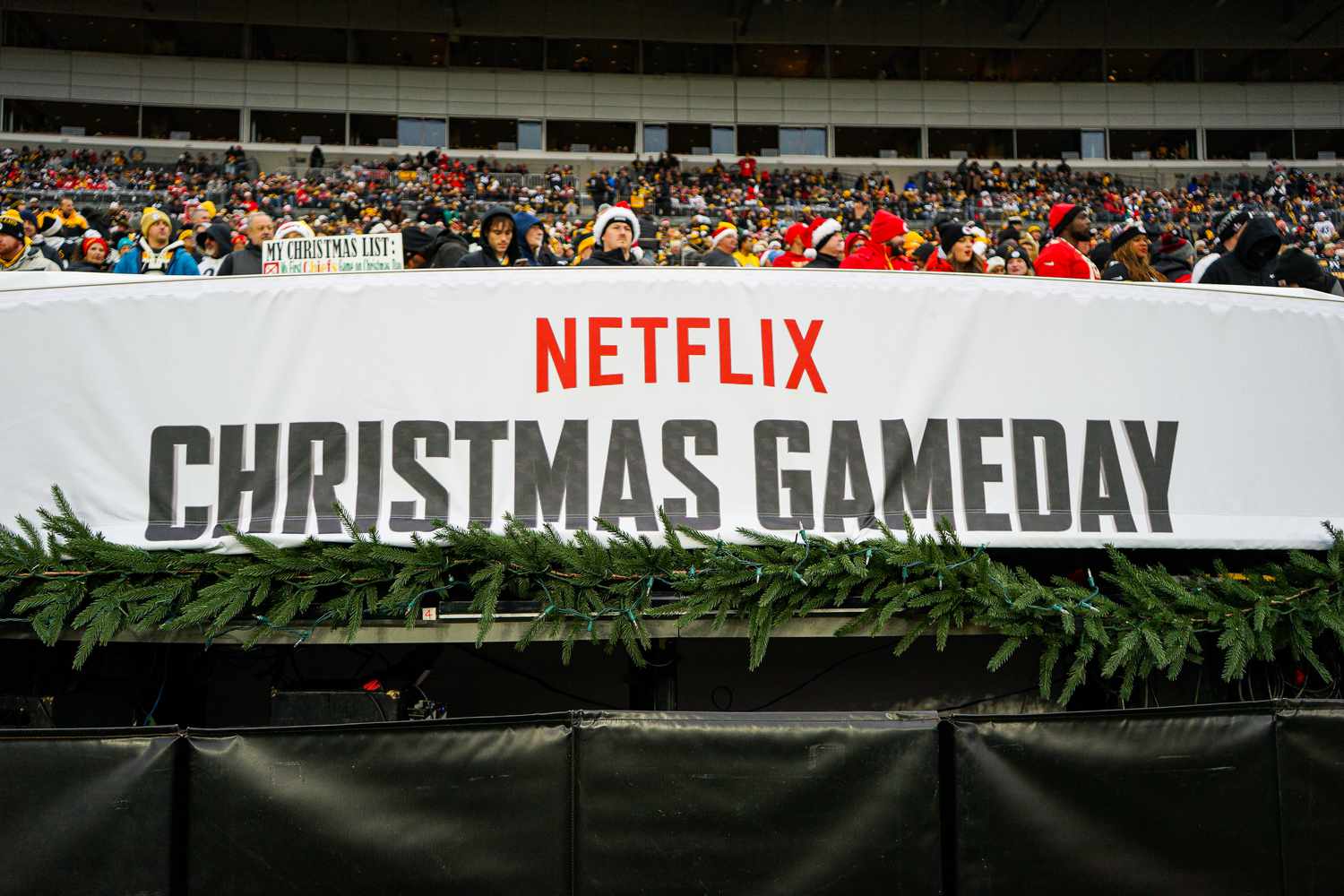 Netflix Christmas Gameday sign