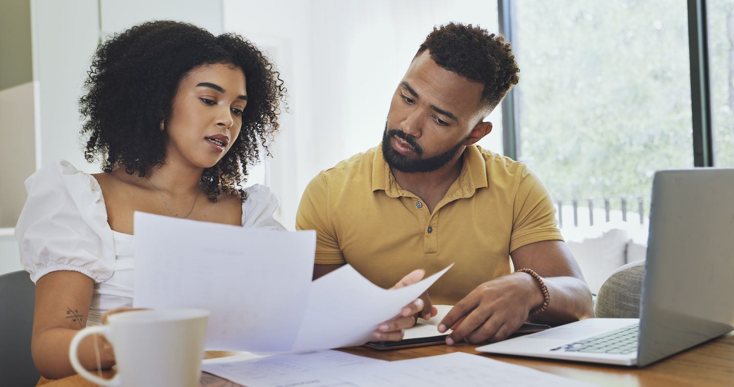 Couple looking over finances