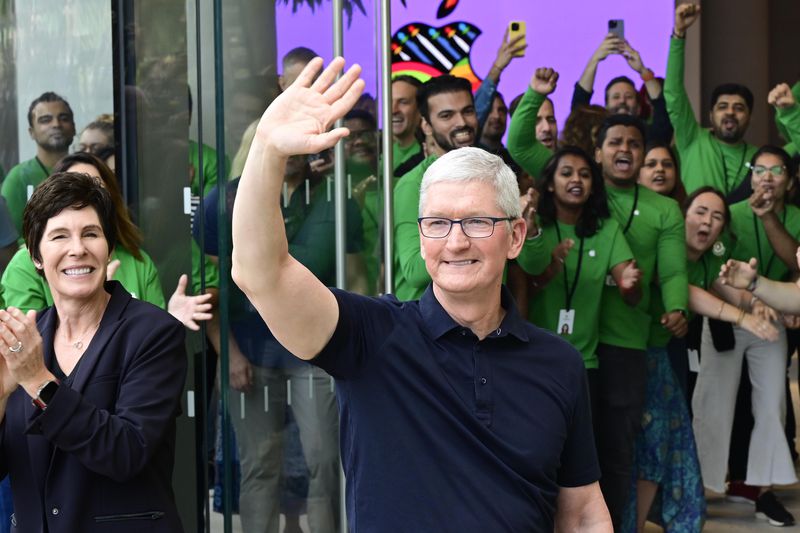 Tim cook at launch of India's first Apple store