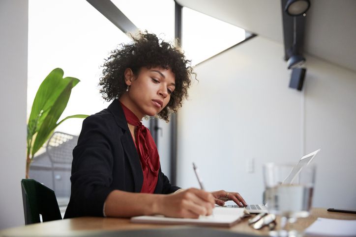 Woman working on finances
