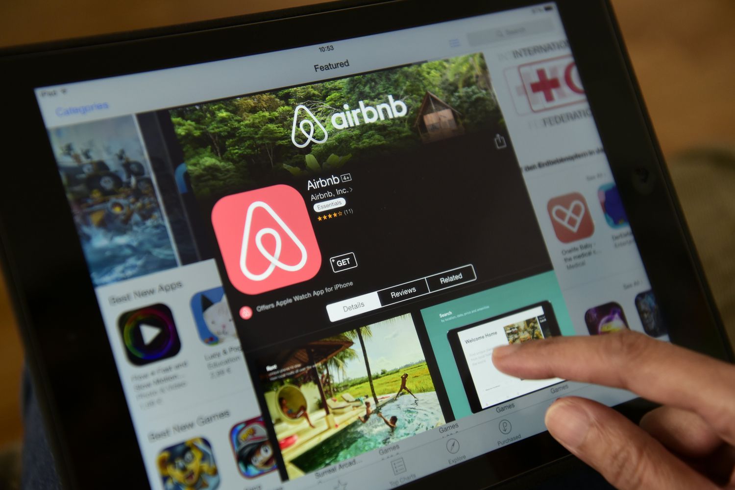Airbnb on a tablet