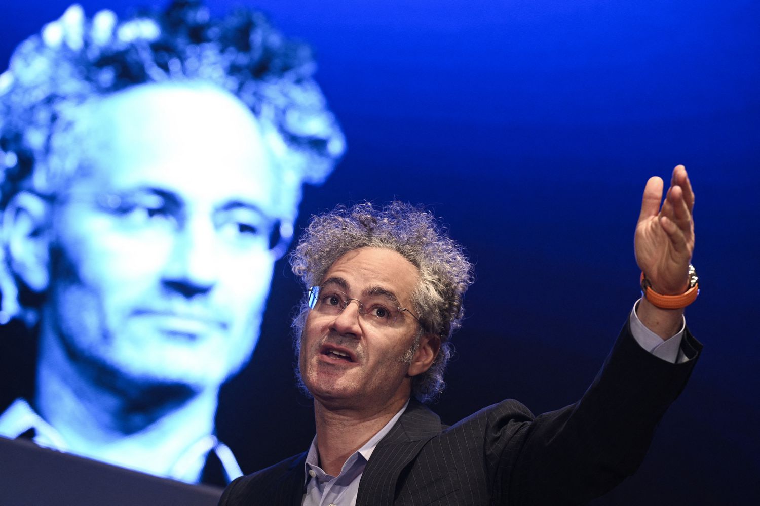 Palantir co-founder and CEO Alex Karp speaks during the Hill & Valley Forum at the US Capitol Visitor Center Auditorium in Washington, DC, on April 30, 2025.