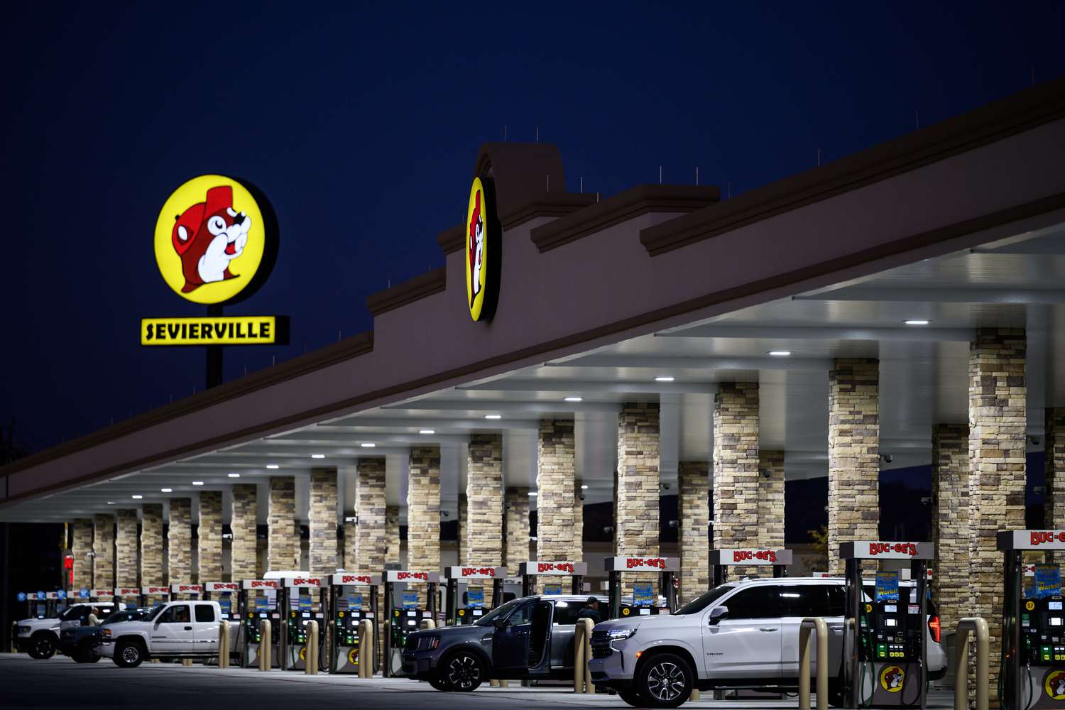 Sevierville, Tenn., - Nov. 6, 2023: 120 gas pumps are available at the nation's largest Buc-ee's.