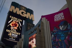 Signage outside the MGM Grand hotel and casino in Las Vegas