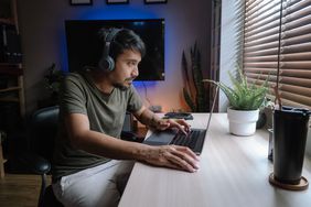 A man looks at his cryptocurrency wallet