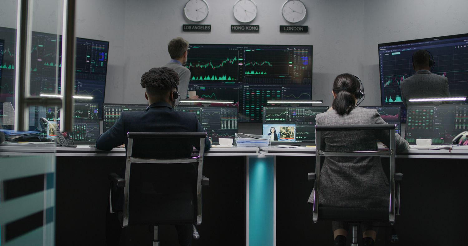 Active traders at desk