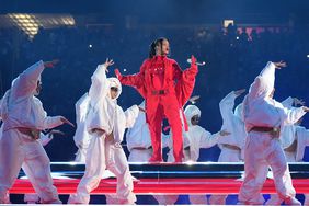 Rihanna performs during the halftime show at Super Bowl LVII