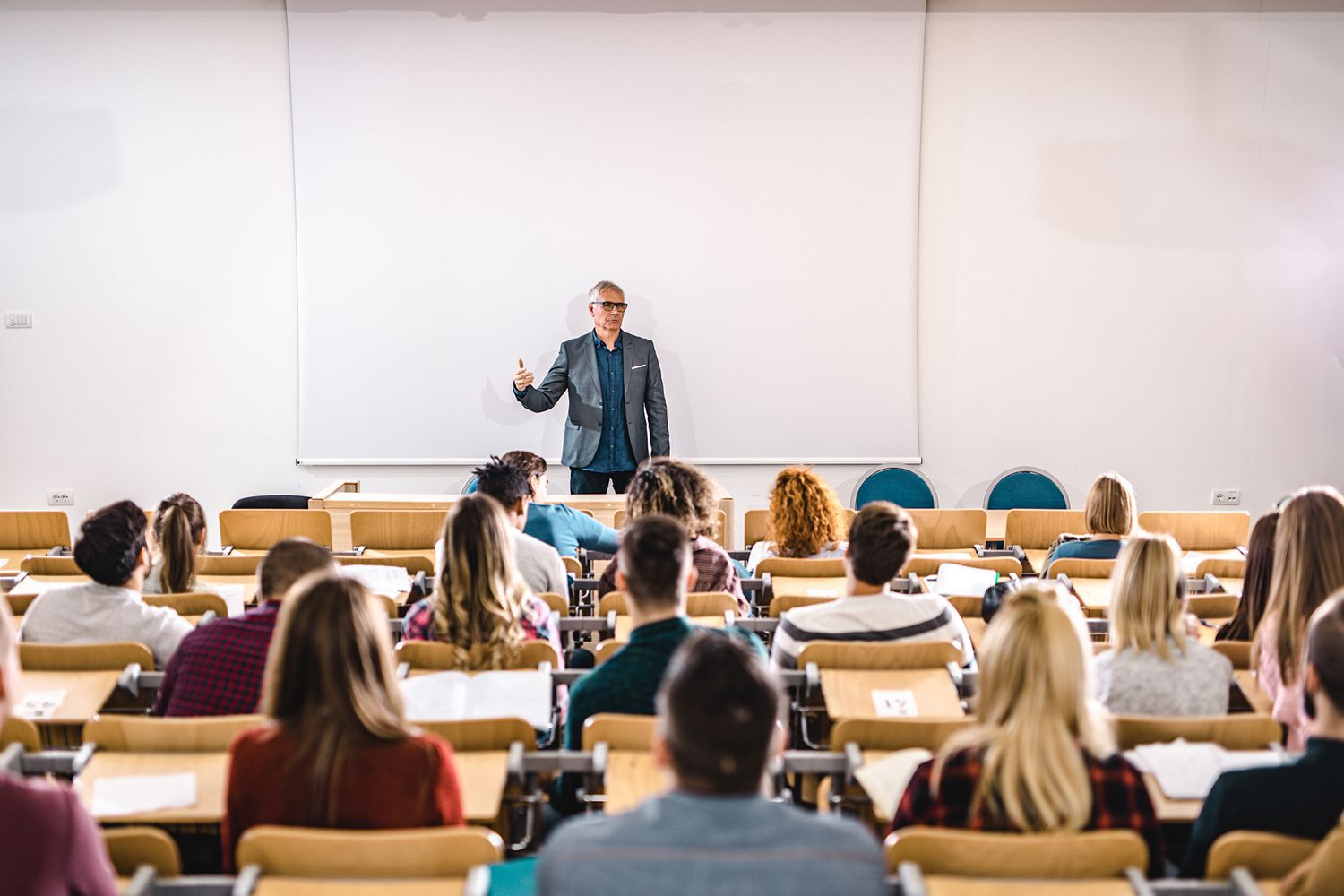 Teacher and students in a classroom