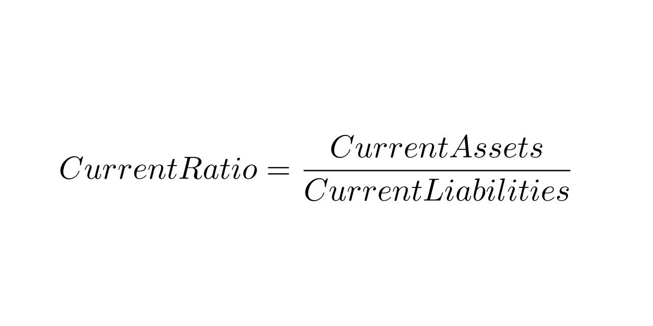 Current Ratio=Current Assets/Current Liabilities
