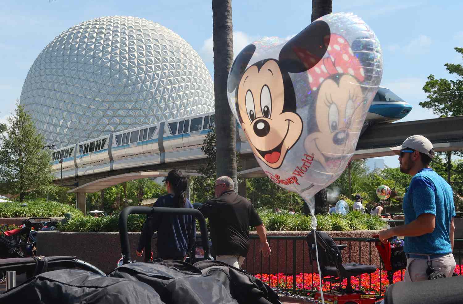 A clear balloon with Mickey Mouse on it is seen outside Epcot at Walt Disney World.