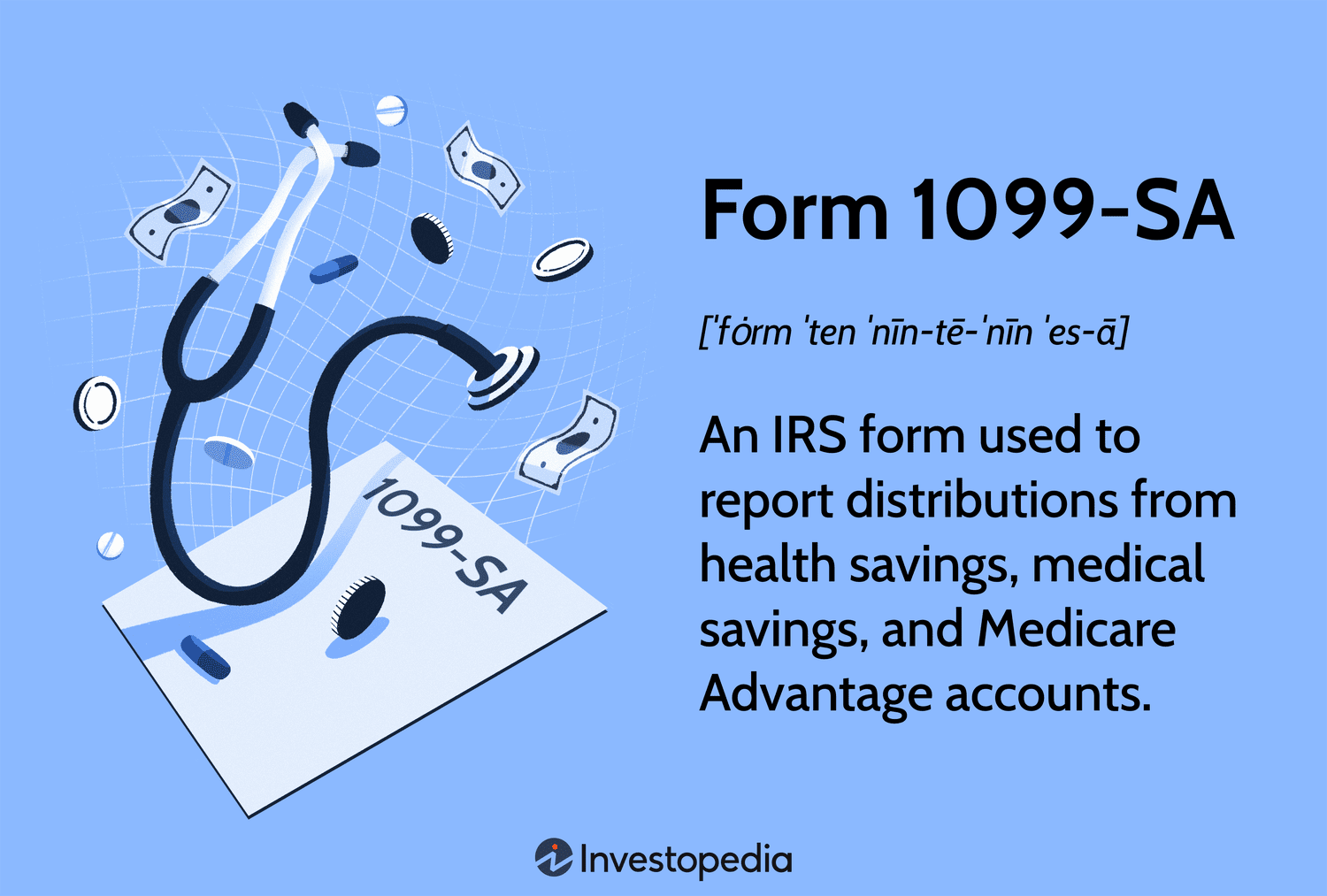 Form 1099-SA: An IRS form used to report distributions from health savings, medical savings, and Medicare Advantage accounts.