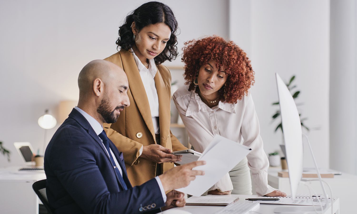 Administration teamwork, people review financial data, finance funding or accounting statistics