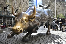 The "Charging Bull" statue near the New York Stock Exchange. 