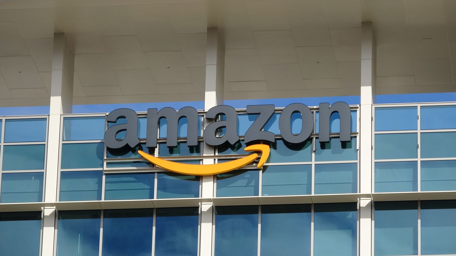 Amazon logo on Silicon Valley headquarters. 