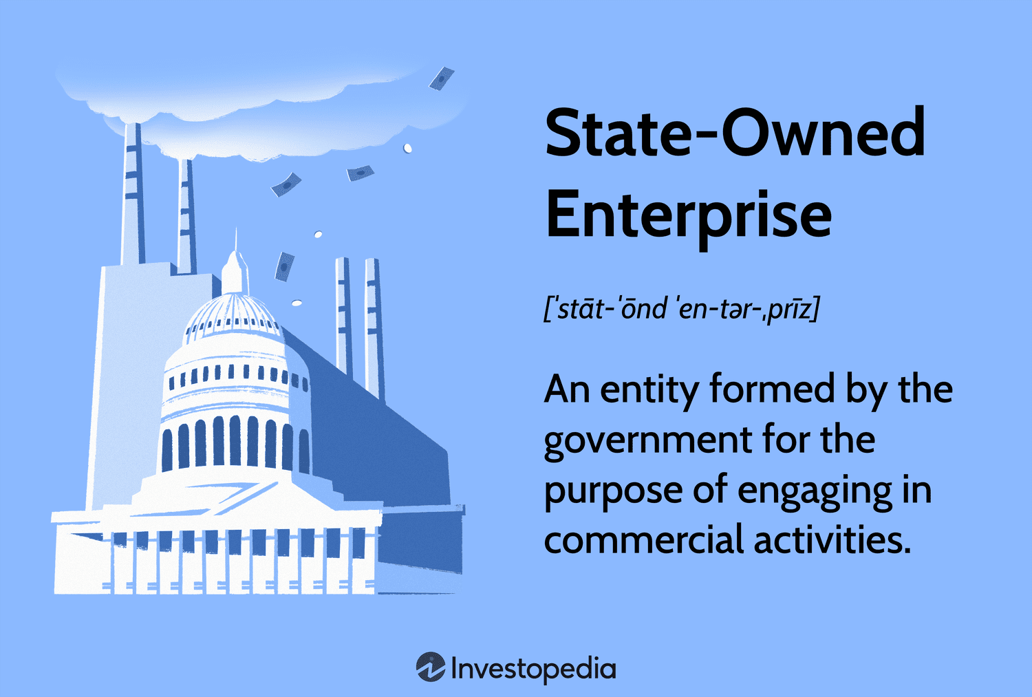 State-Owned Enterprise: An entity formed by the government for the purpose of engaging in commercial activities.