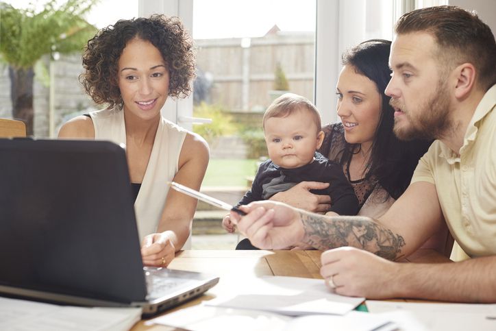 Family with financial advisor