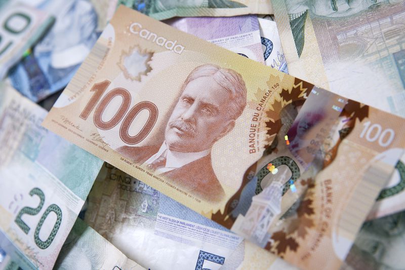 Pile of Canadian Bills With One Hundred Dollars on Top