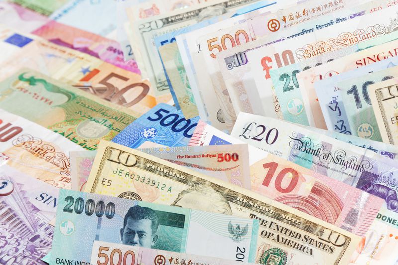 close up of different types of currencies