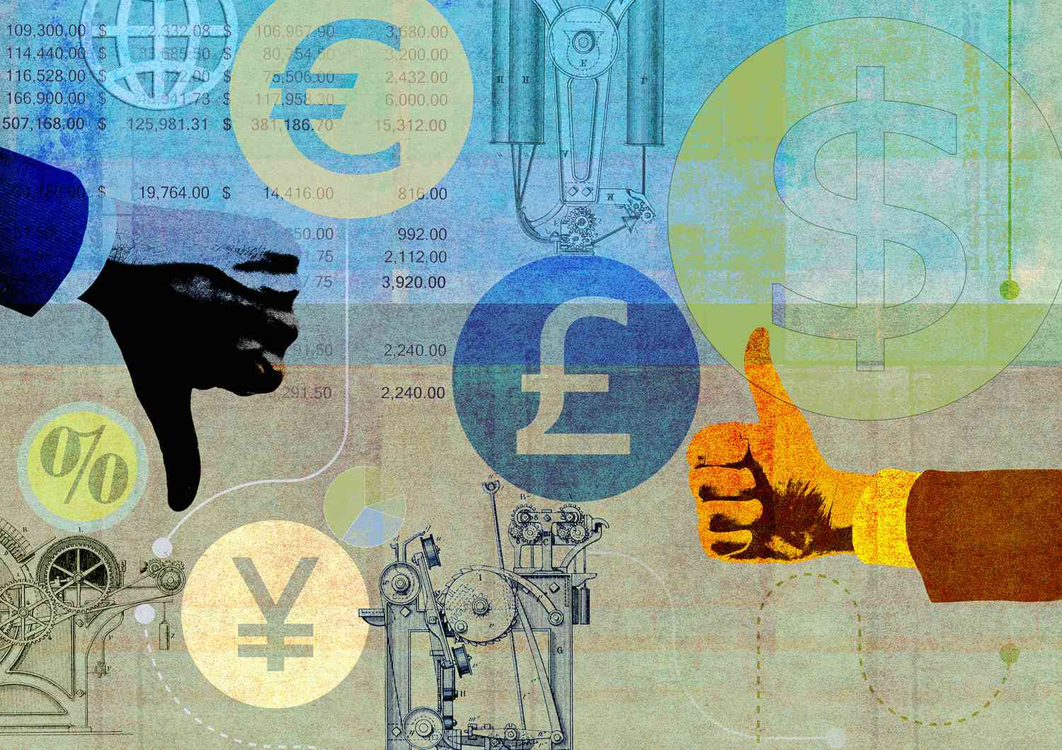 Collage of Uncertainty Forecasting Global Currency