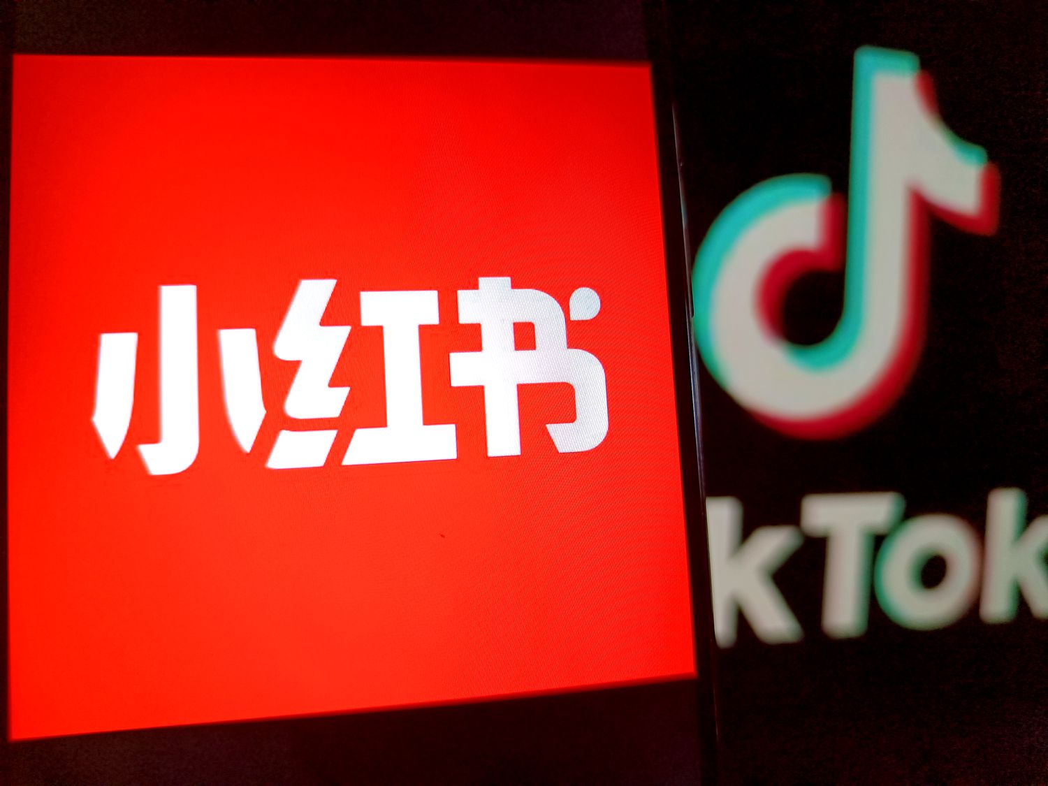 The logos of the RedNote and TikTok social media apps. 