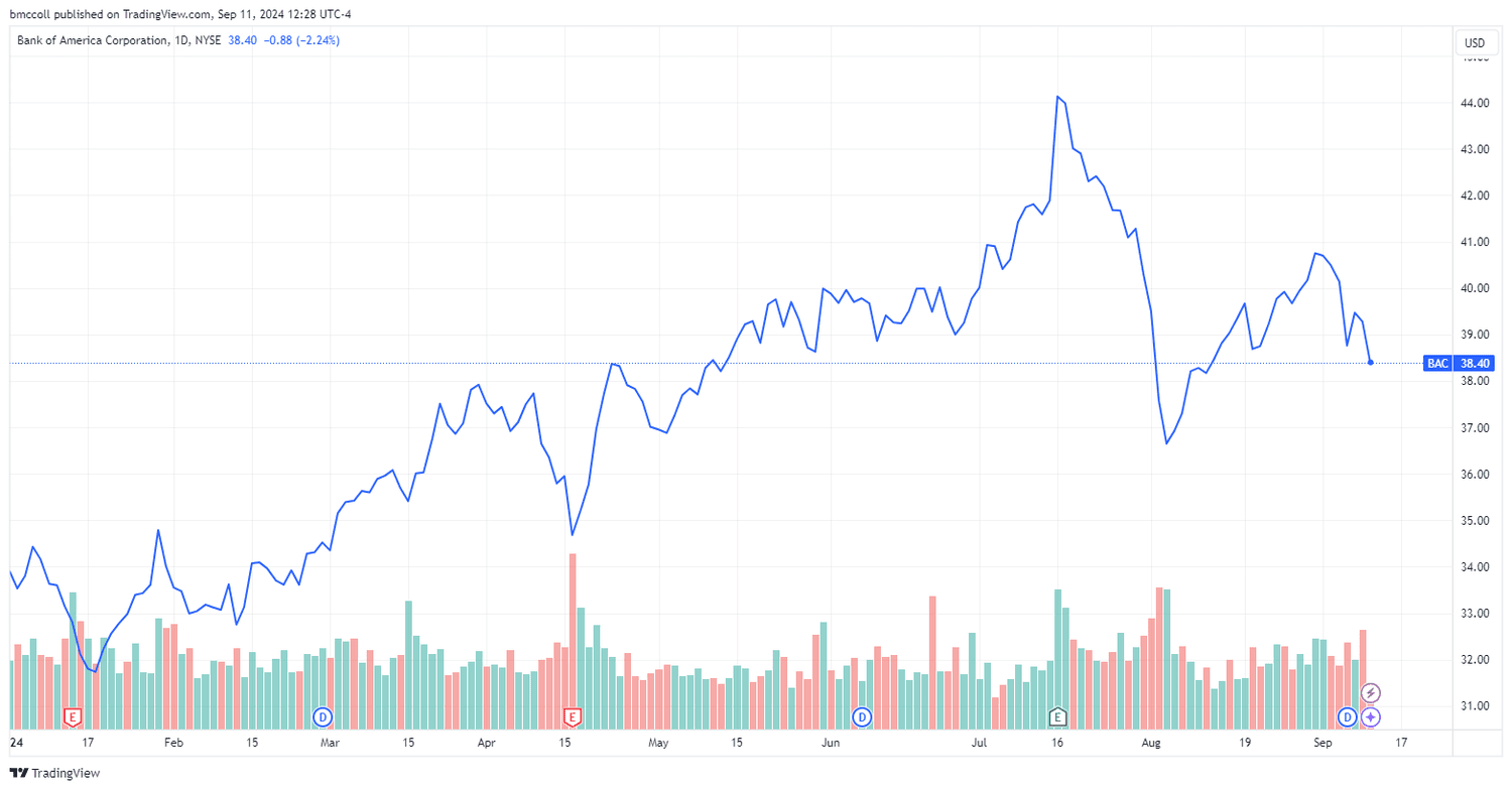 BAC share-price performance year-to-date