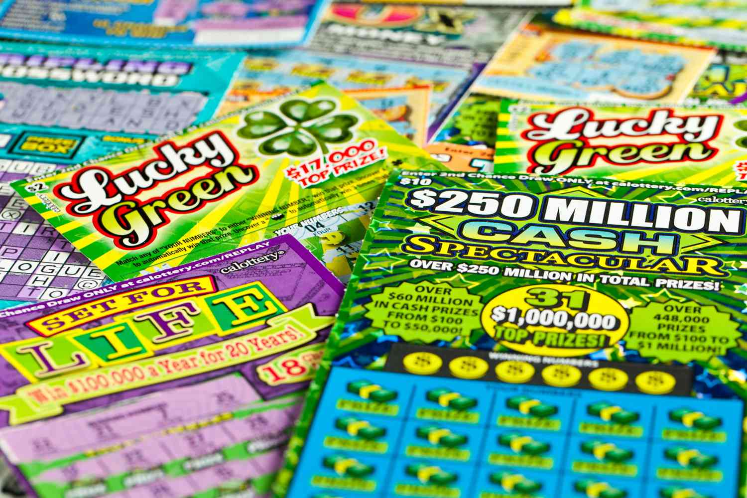 A collection of scratch off lottery tickets