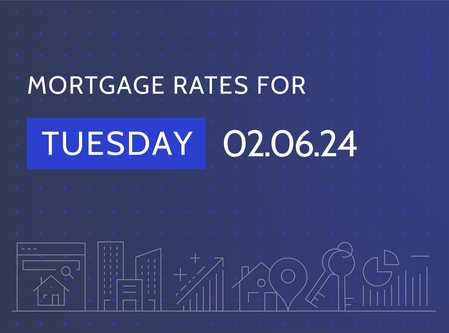 Dark blue background with the words "Mortgage Rates for Monday 02.06.24"