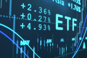 An illustration of market data and the term "ETF."