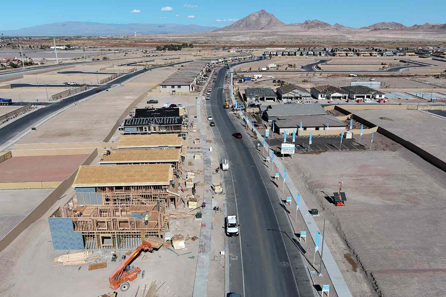 Houses are under construction on Gentle Swan Street in D.R. Horton's Symmetry development on Feb. 6, 2025, in Henderson, Nevada. 