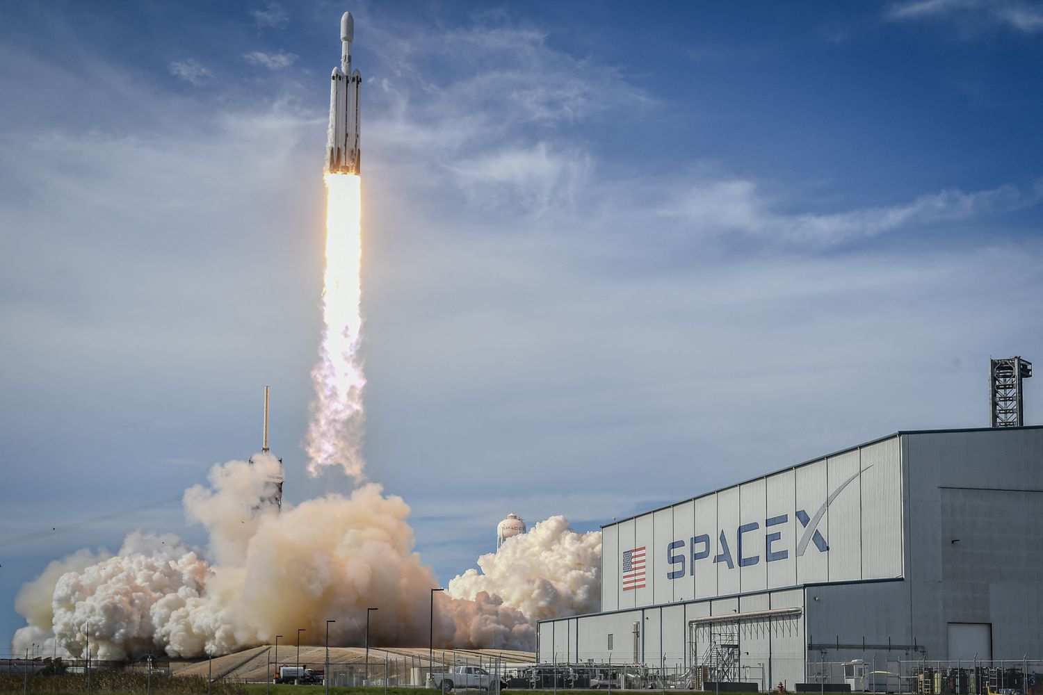 A SpaceX Falcon Heavy rocket carrying the National Oceanic and Atmospheric Administration's (NOAA) weather satellite Geostationary Operational Environmental Satellite U (GOES-U) lifts off from Launch Complex 39A at NASA's Kennedy Space Center, Florida, June 25, 2024