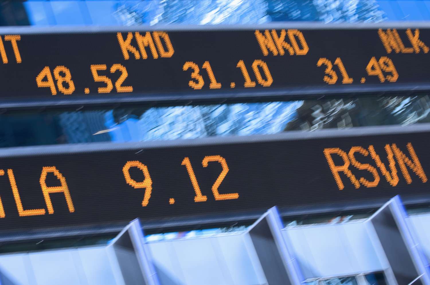Stock price quotes on stock ticker