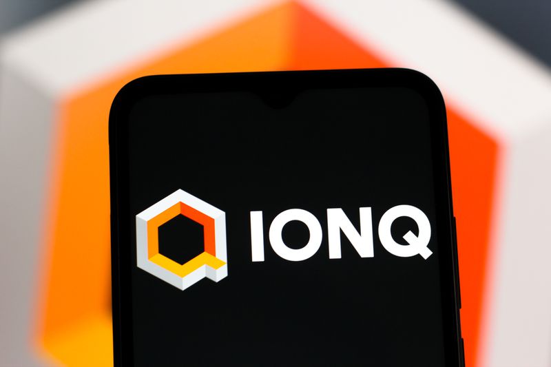IonQ logo displayed on a smartphone screen.