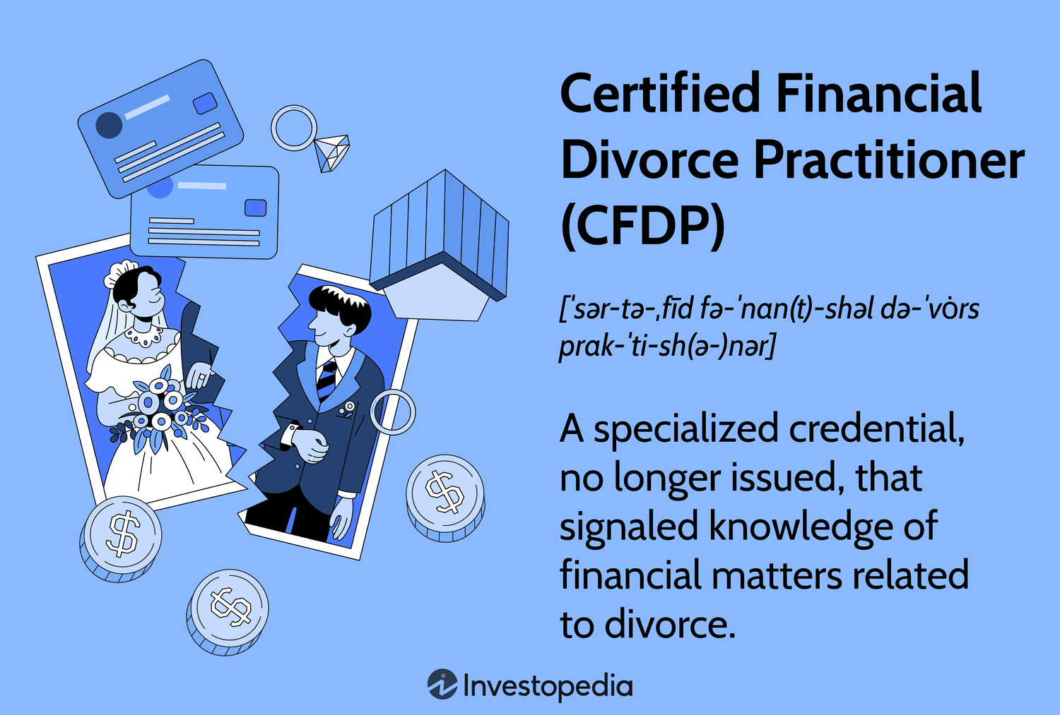 Certified Financial Divorce Practitioner (CFDP): A specialized credential, no longer issued, that signaled knowledge of financial matters related to divorce.