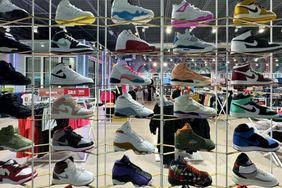 Nike shoes are displayed at a store.