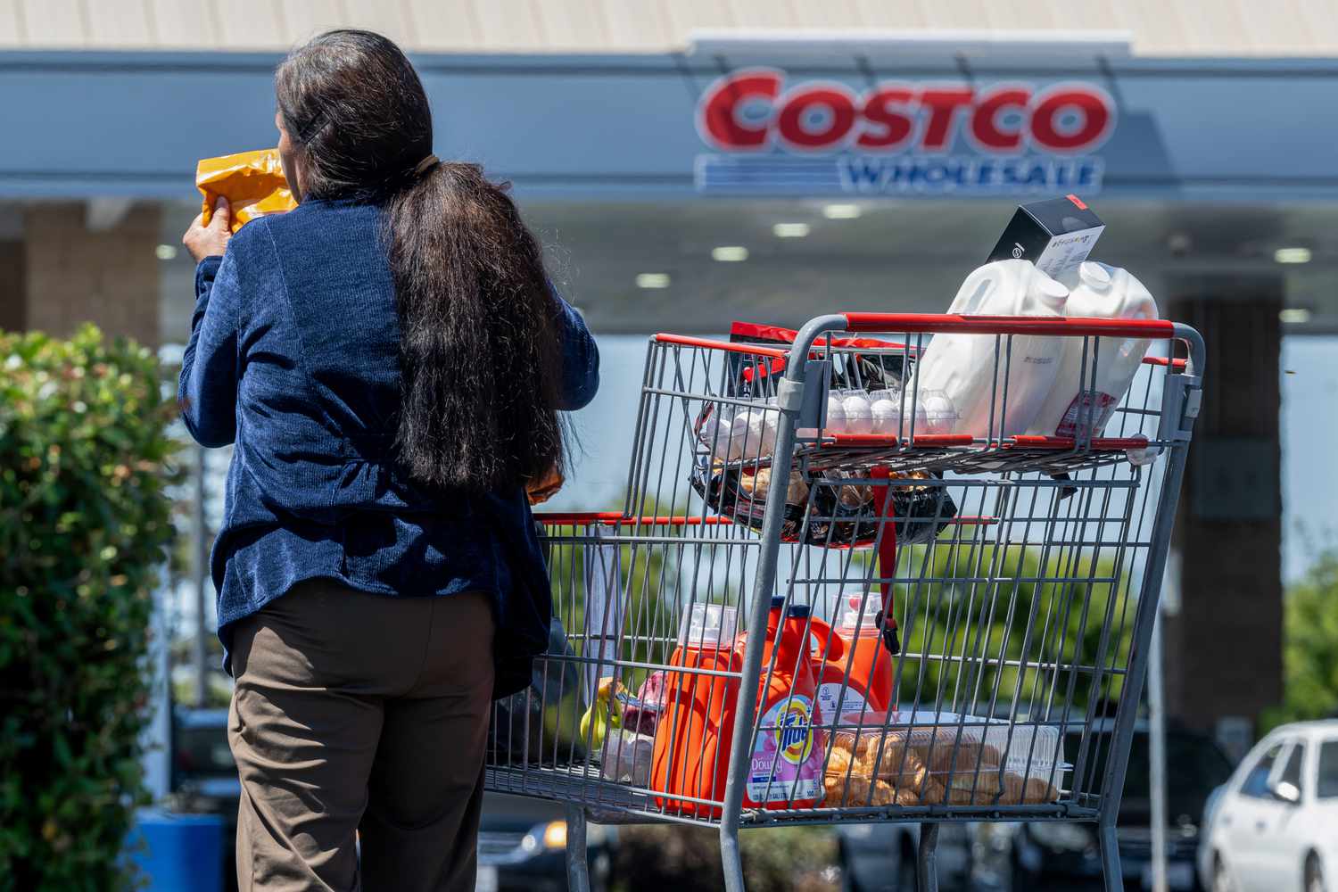 Shoppers outside a Costco store in California on May 29. 