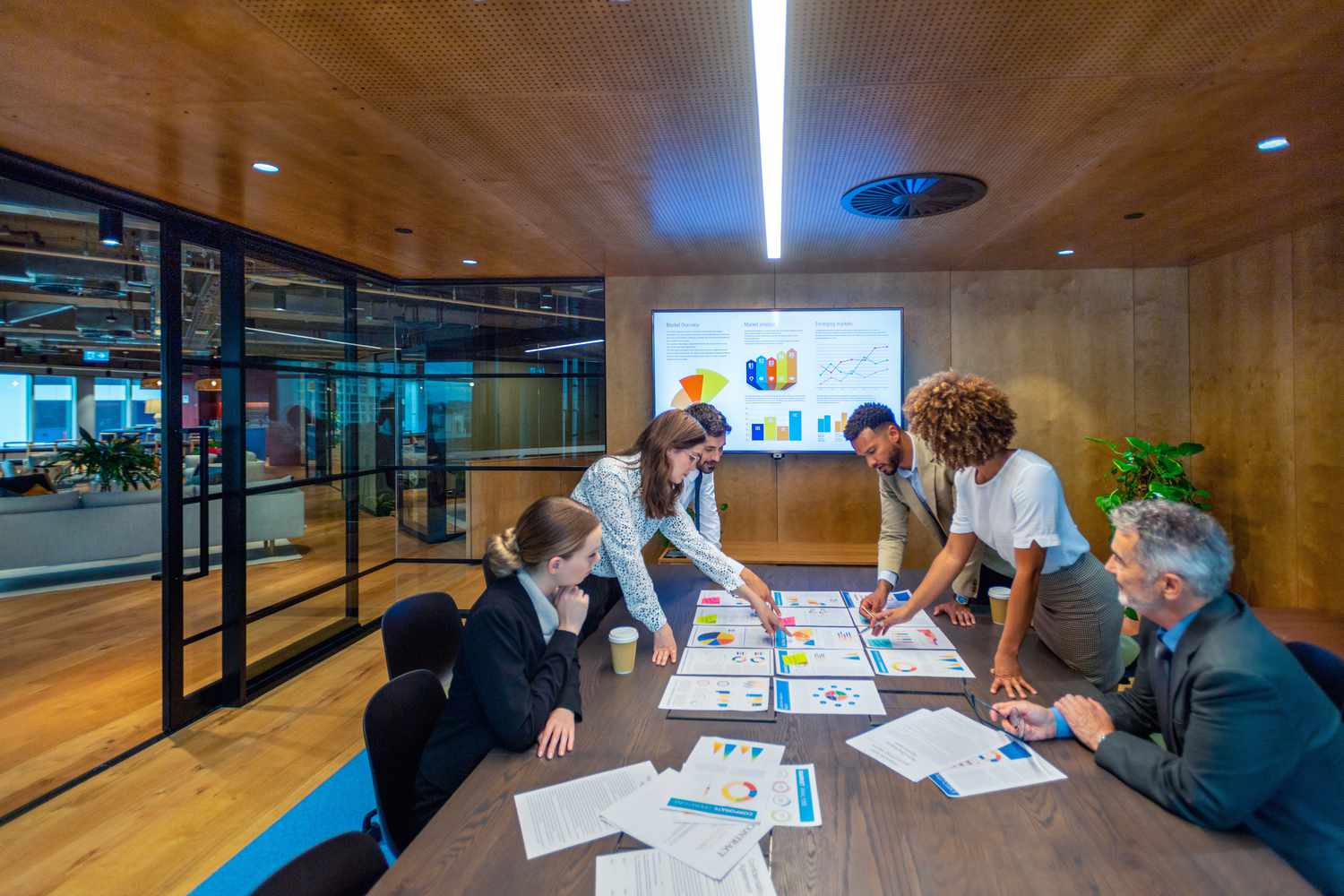 Group business people in a conference room.