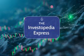 Graph lines and the text 'The Investopedia Express' overlayed at the center