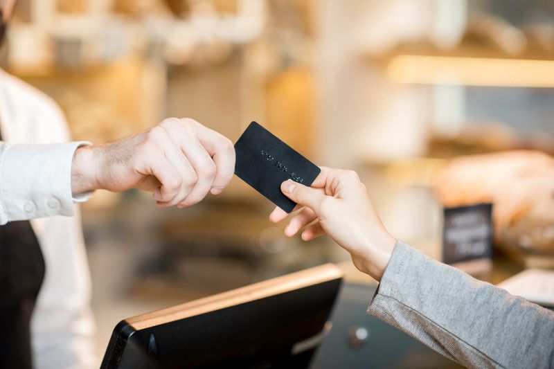 Paying by credit card in the store