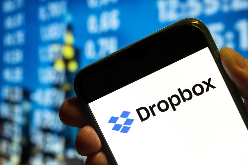 Dropbox logo on a smartphone