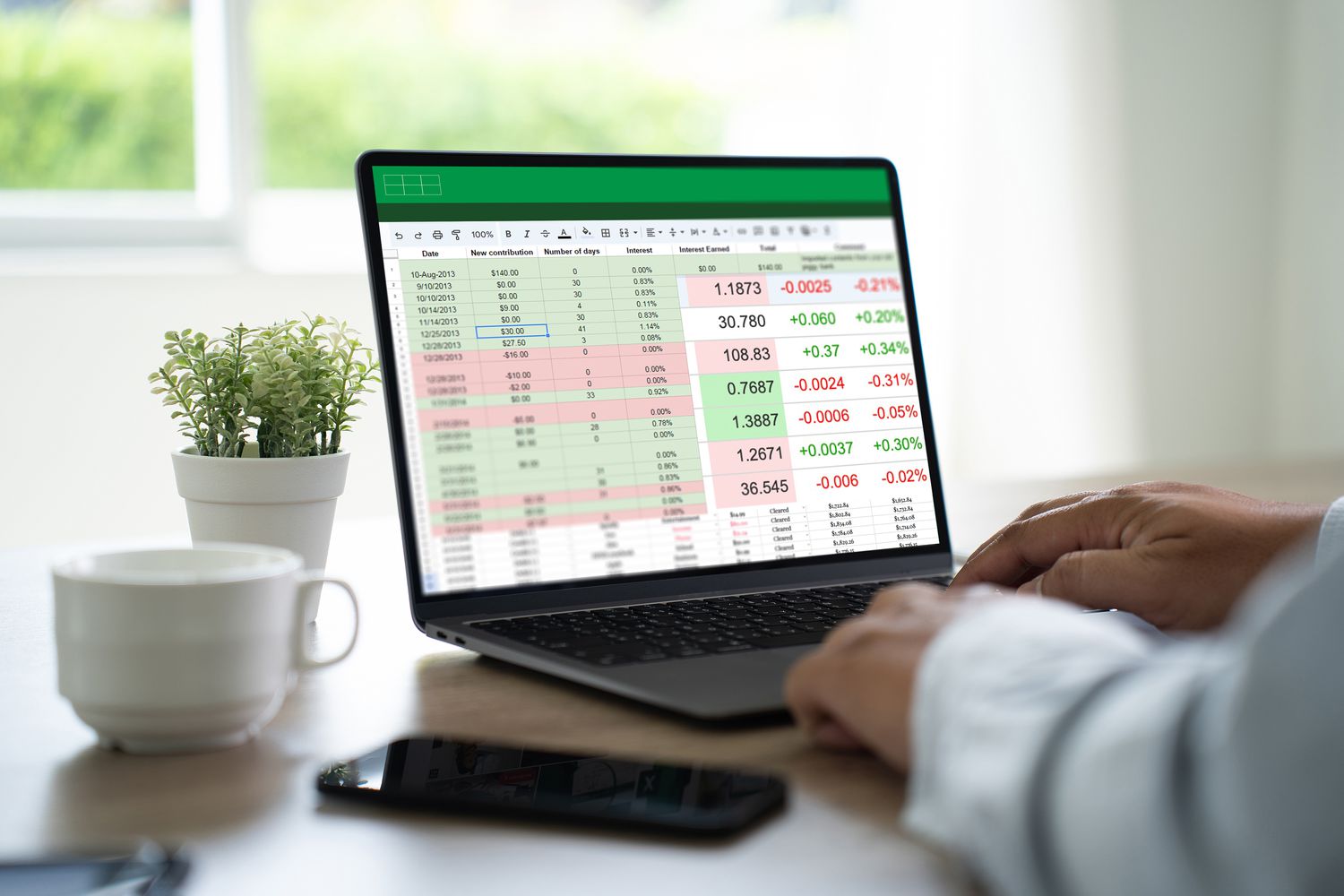 Businessman working with data and graphs in spreadsheet documents for online analysis Microsoft Excel project dashboard accounting digital