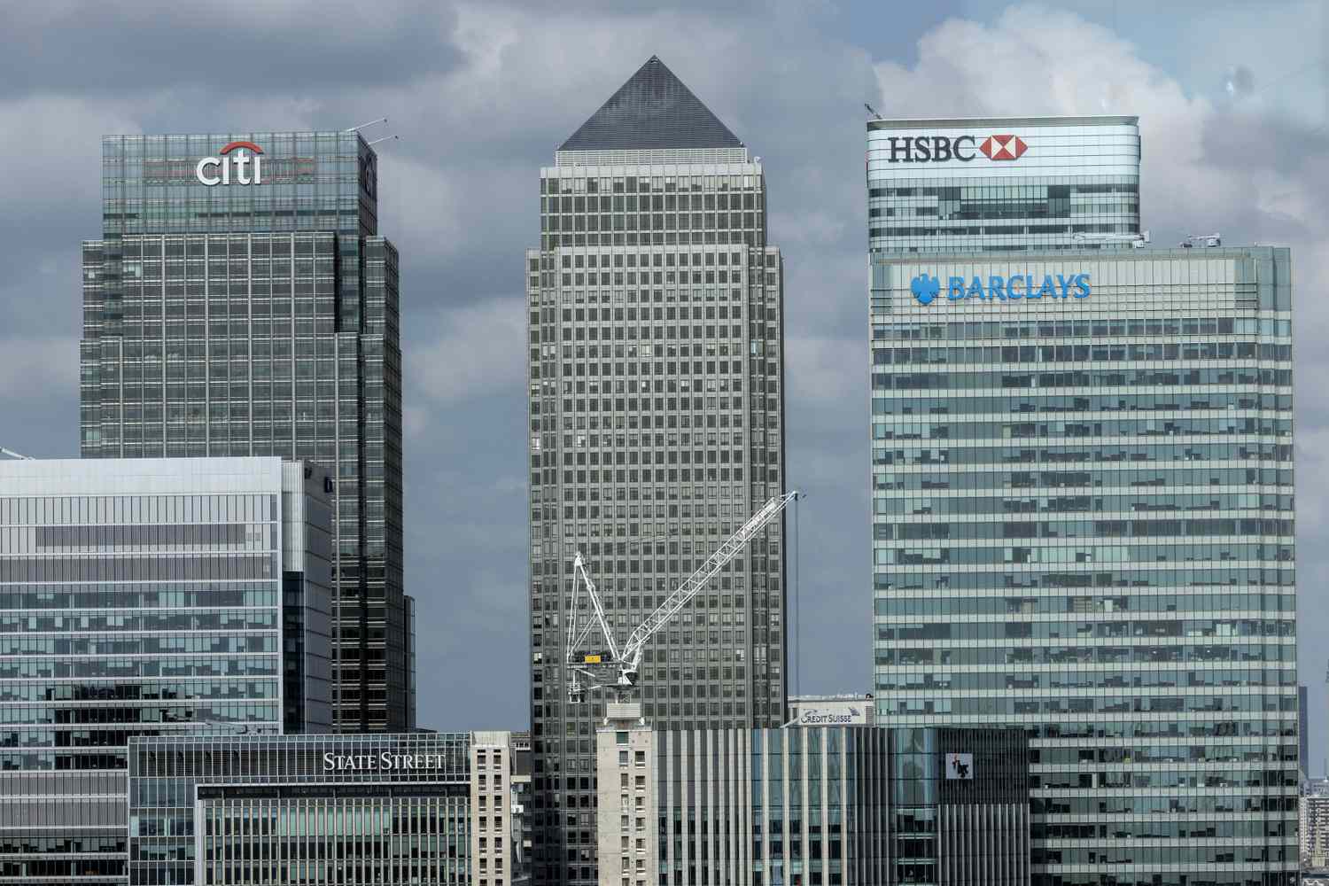 Canary Wharf business district in London, England